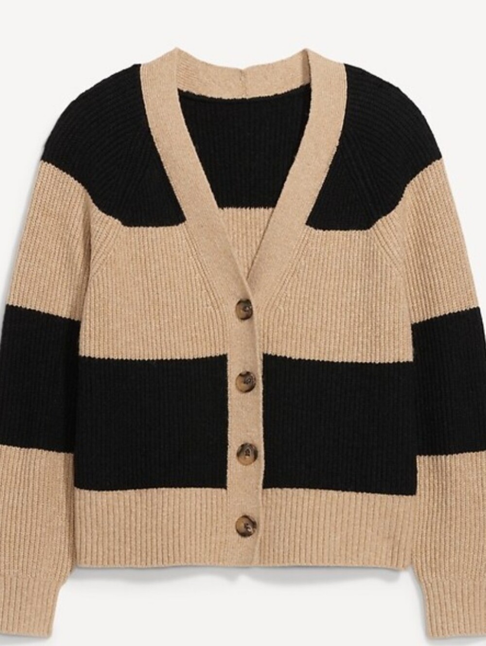 Old Navy Black and Tan Striped Button-Front Women's Cardigan